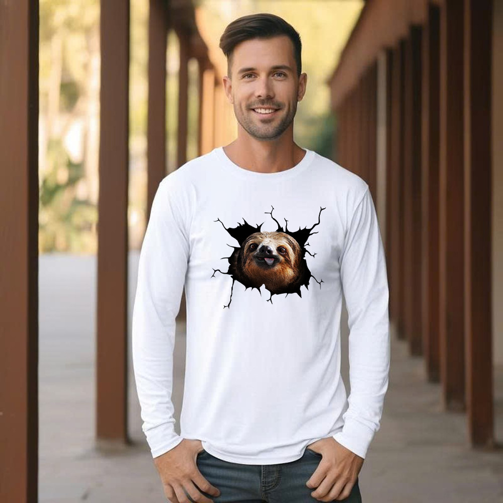 Sloth Came Out Shirt Sloth Long Sleeve Shirt Cute Graphic Unisex Gift For Brothers Idea - Image 3
